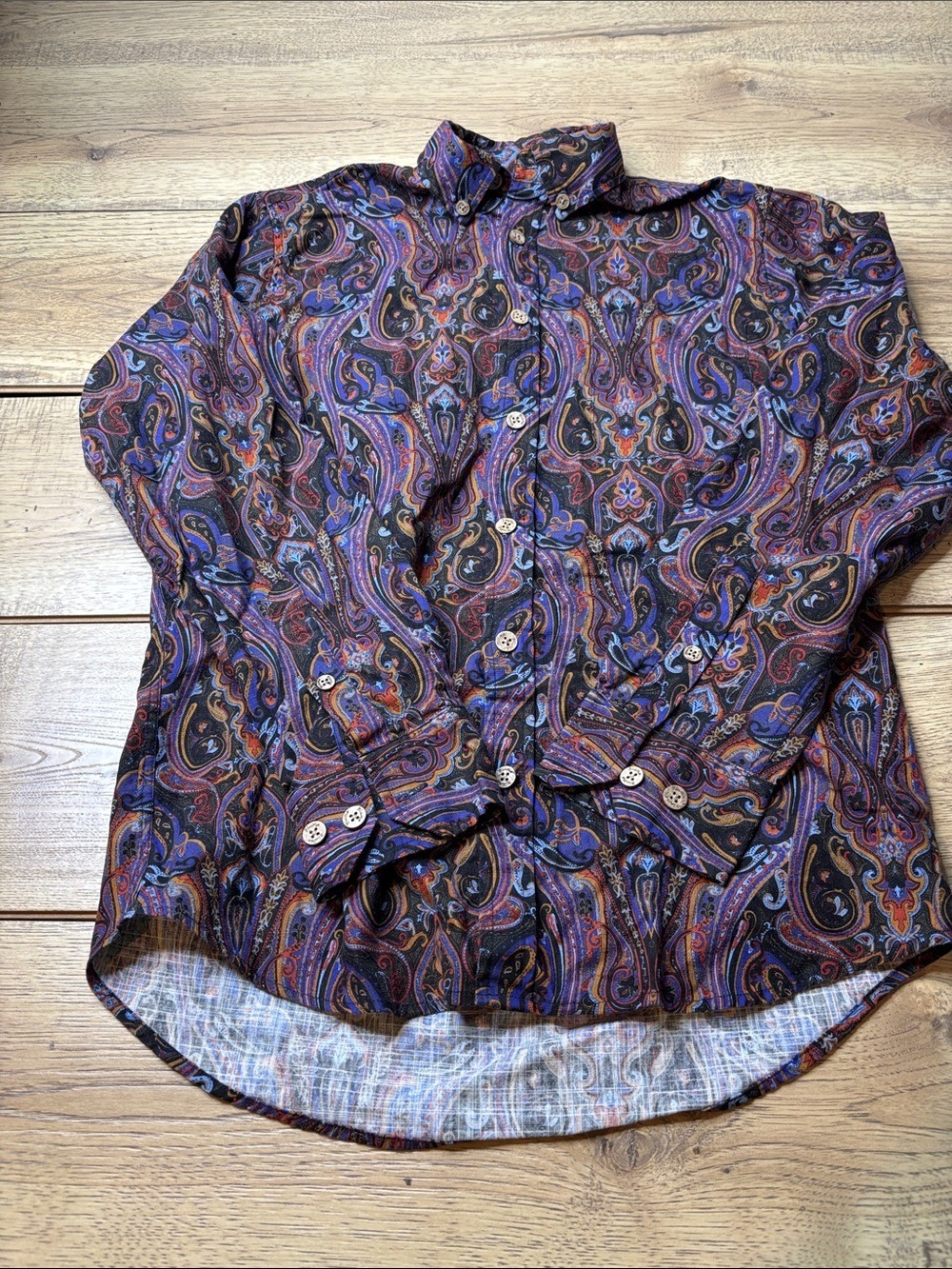 Men’s Yiume Paisley Button-Up Shirt in Purple and Black Size XS